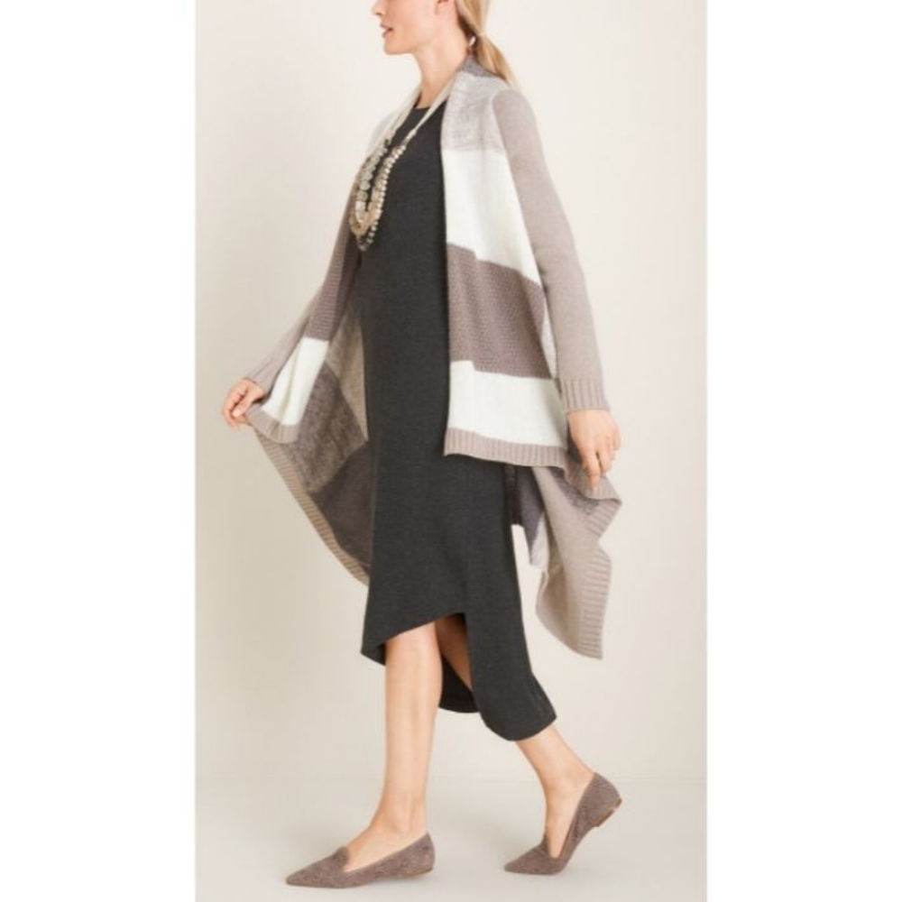 Chico's Drape-Front Colorblock Cardigan - Picture 3 of 10